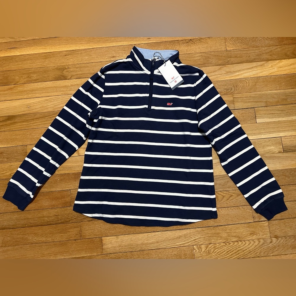 Vineyard Vines for Target Blue White Stripe 1/4 Zip Pullover Women's Size XS